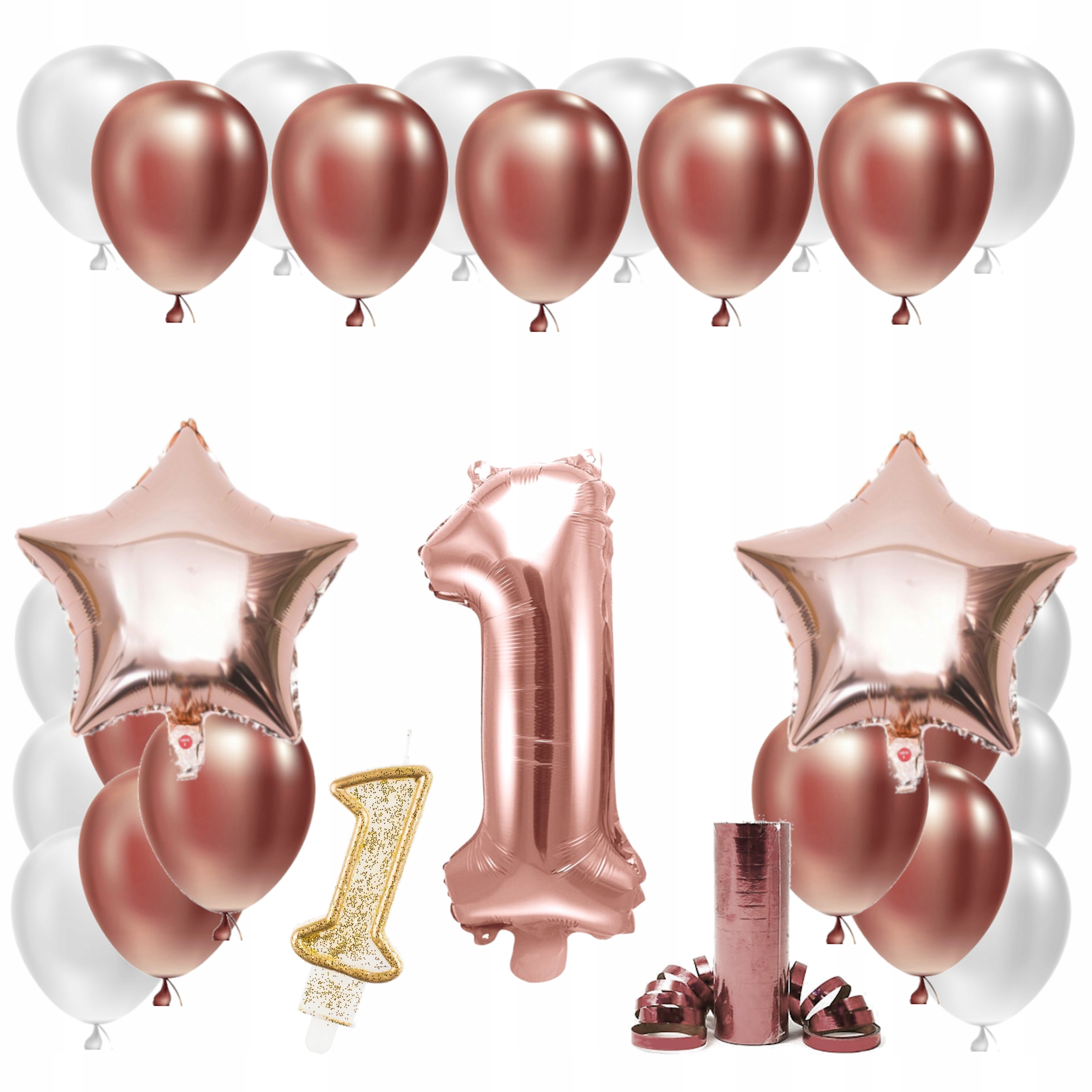 

Zestaw Balony 1 Rocznica Ślubu Rose Gold Papierowa