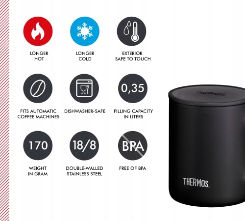 THERMOS Kubek Stalowy Longlife 350ml Czarny Do Kawy Na Biwak I Do Biura — miniatura 5