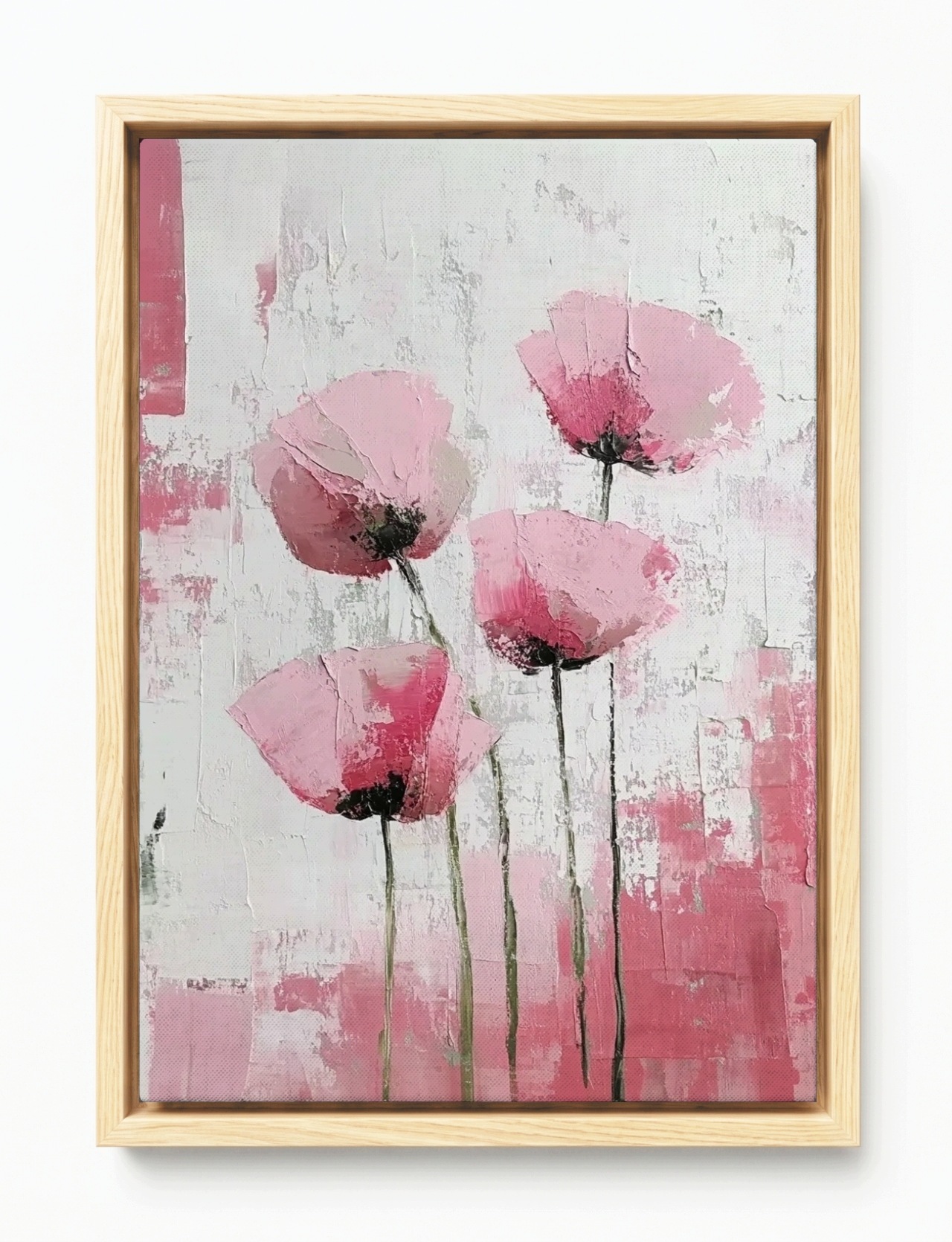 Obraz Rám Americký Box Olej Impasto Příroda Zahrada Jaro Květiny Máky 40x60