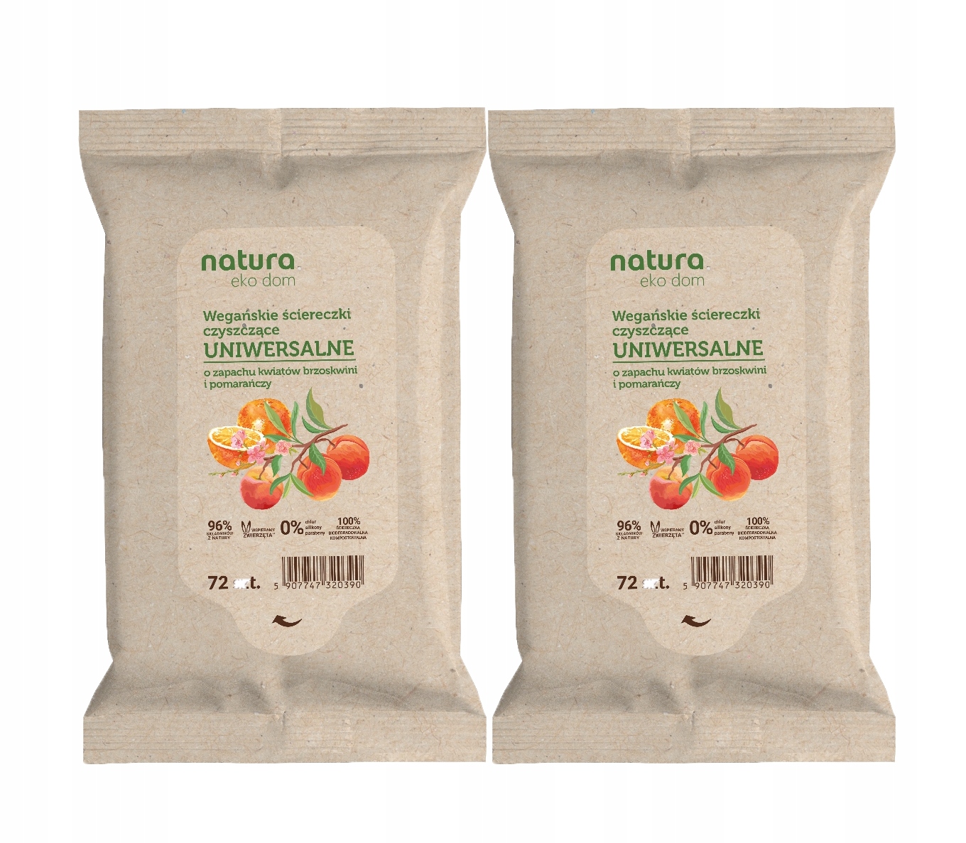 

Zestaw Natura Eko Dom Wegańskie Ściereczki 2x72szt