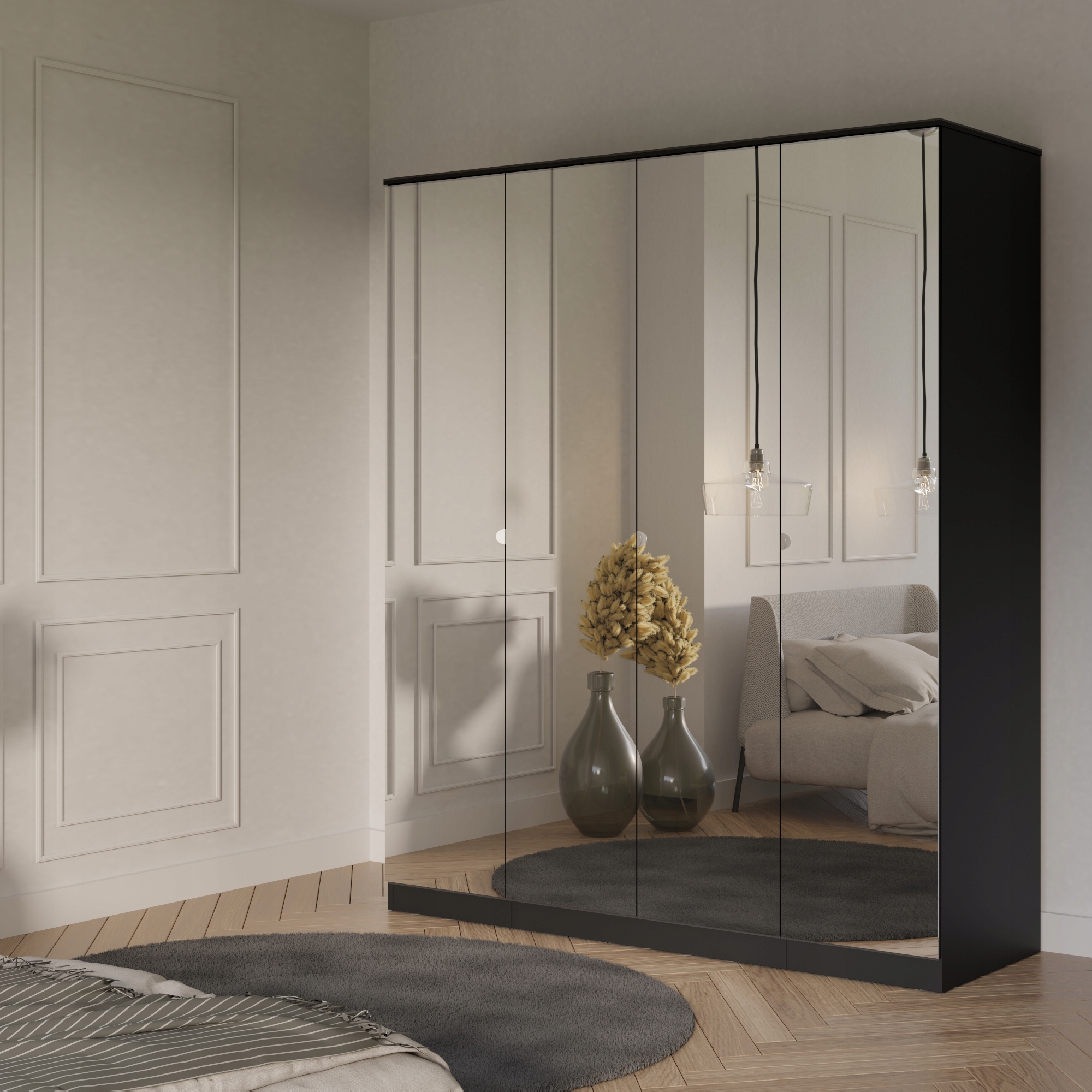 Szafa uchylna z lustrem Monza 4D 160 Czarna