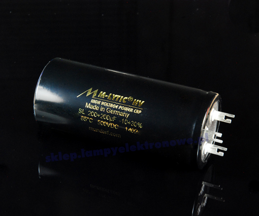 Elektrolytický kondenzátor 200+200uF/500V Mlytic Hv Chassis Mundorf