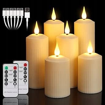 Led svíčky voděodolné 6 ks nabíjecí Usb dálkové ovládání časovač efekt plamene