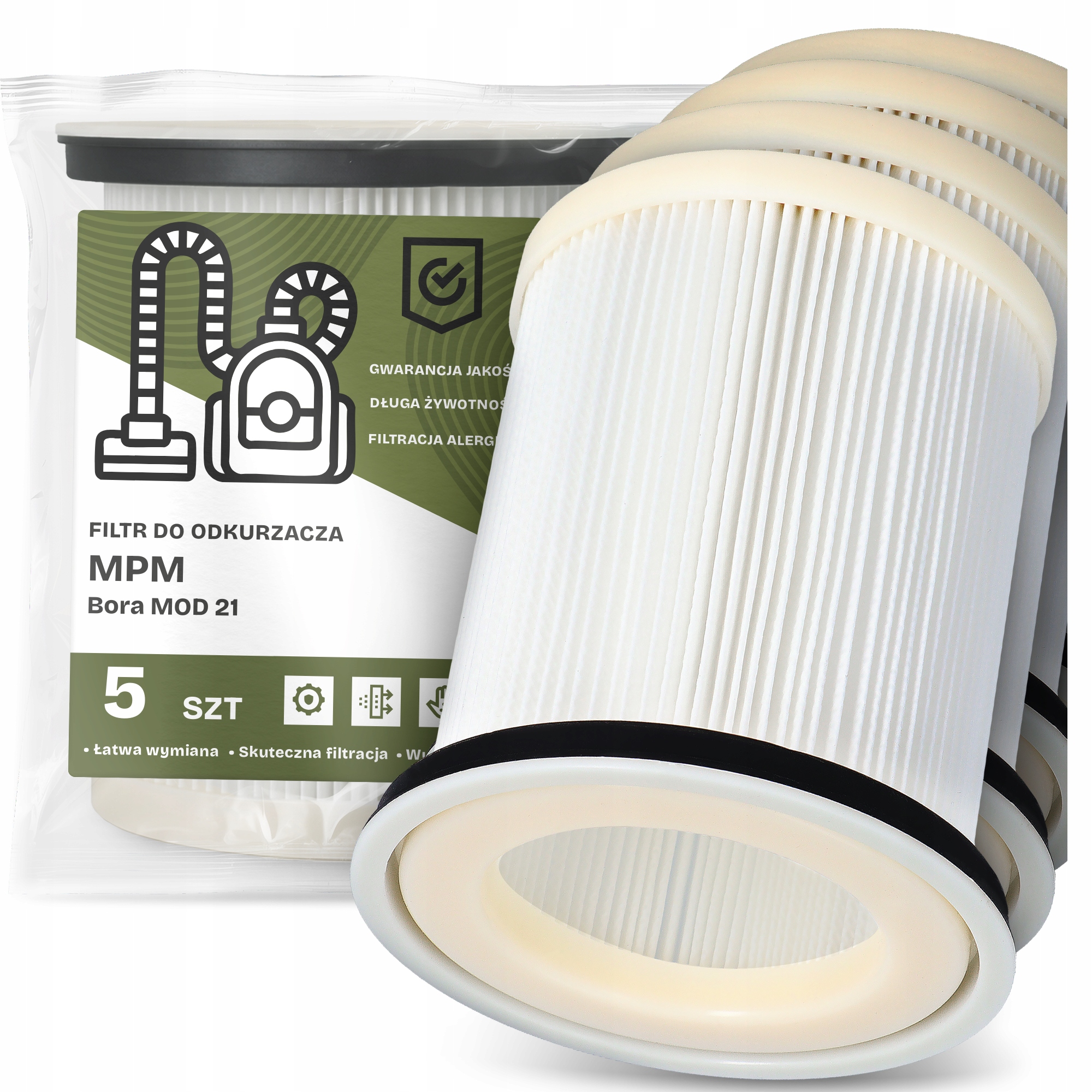 5 x Vzduchový Filtr pro vysavač Mpm Bora Mod 21 Hepa Omyvatelný Em-w