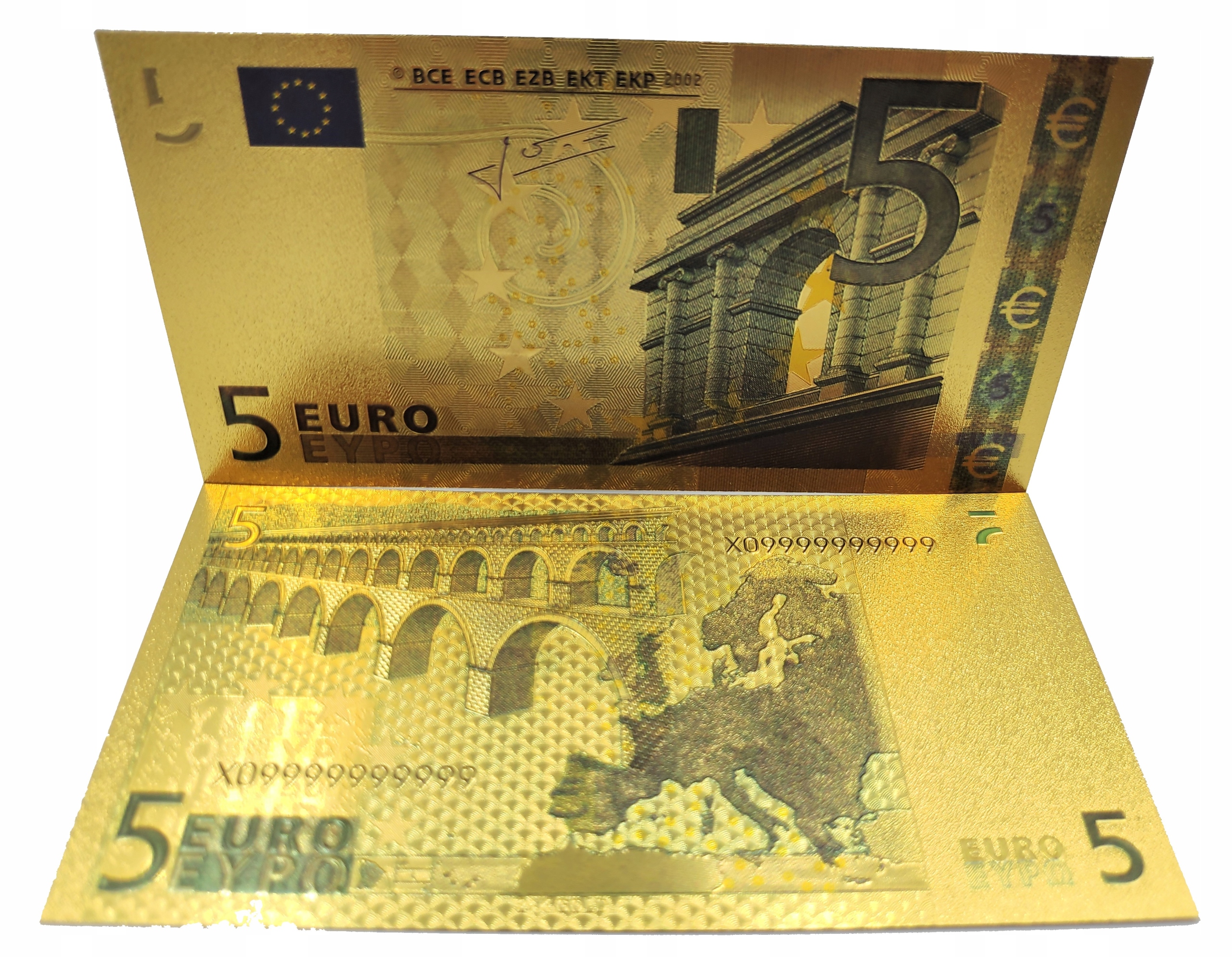 Kolekcjonerski Banknot 5 EURO Pozłacany