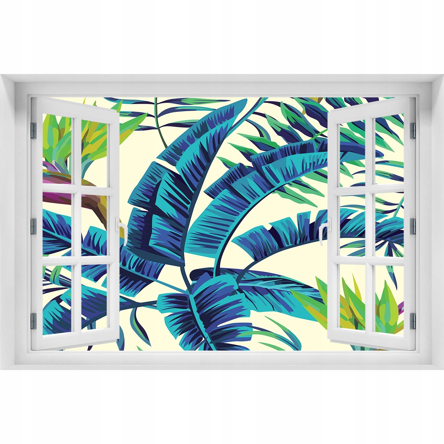 

Naklejka ścienna 3D Okno Tropikalne liście