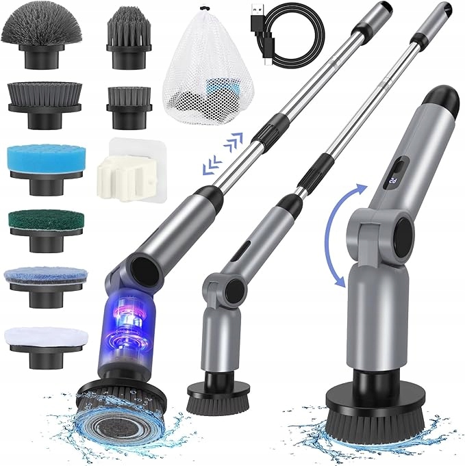 Homtronics Elektrický Rotační Čistič 450 Ot/min 8 Hlavic Displej