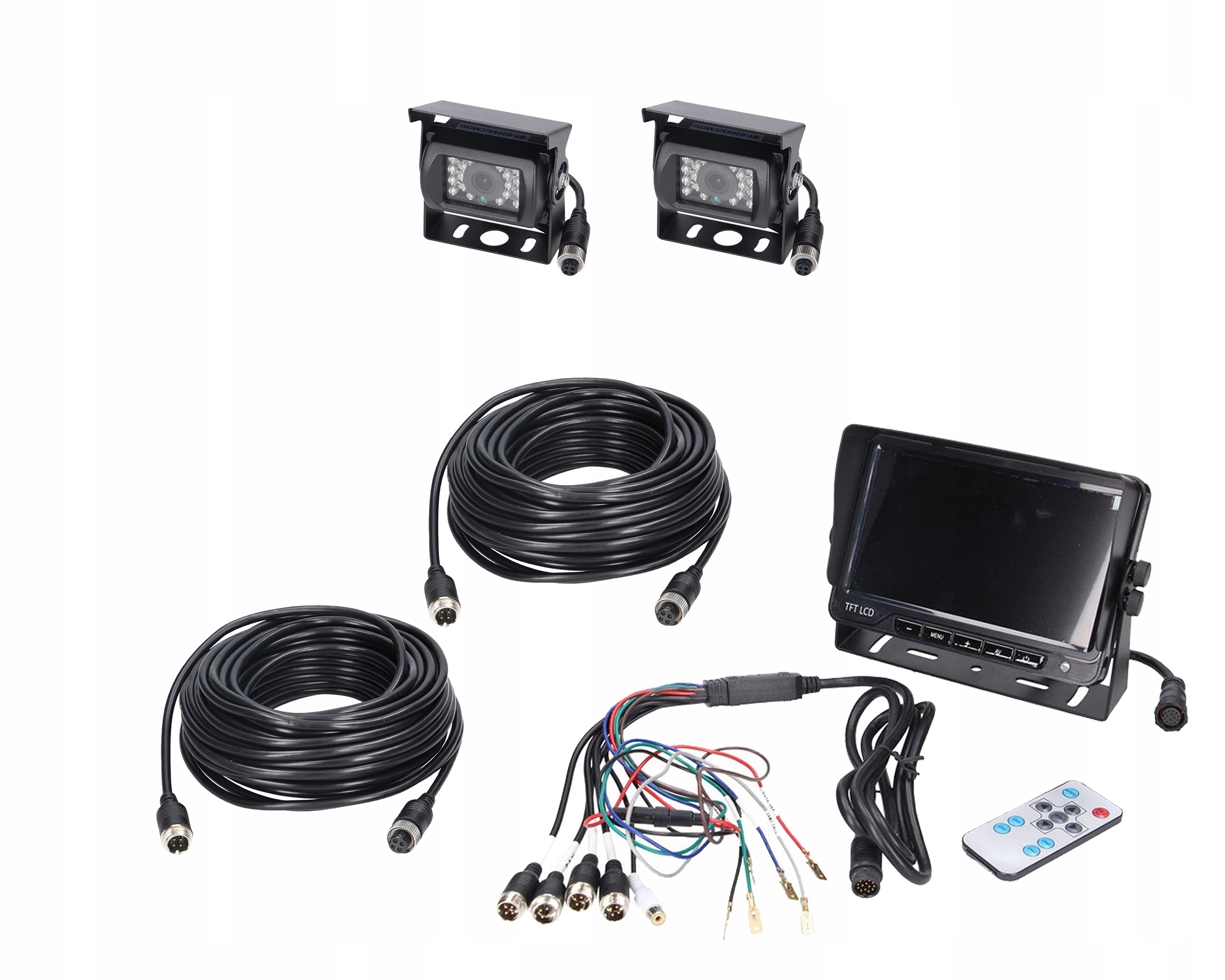 Hd monitorovací sada vozidla 7 palců 2 kamery