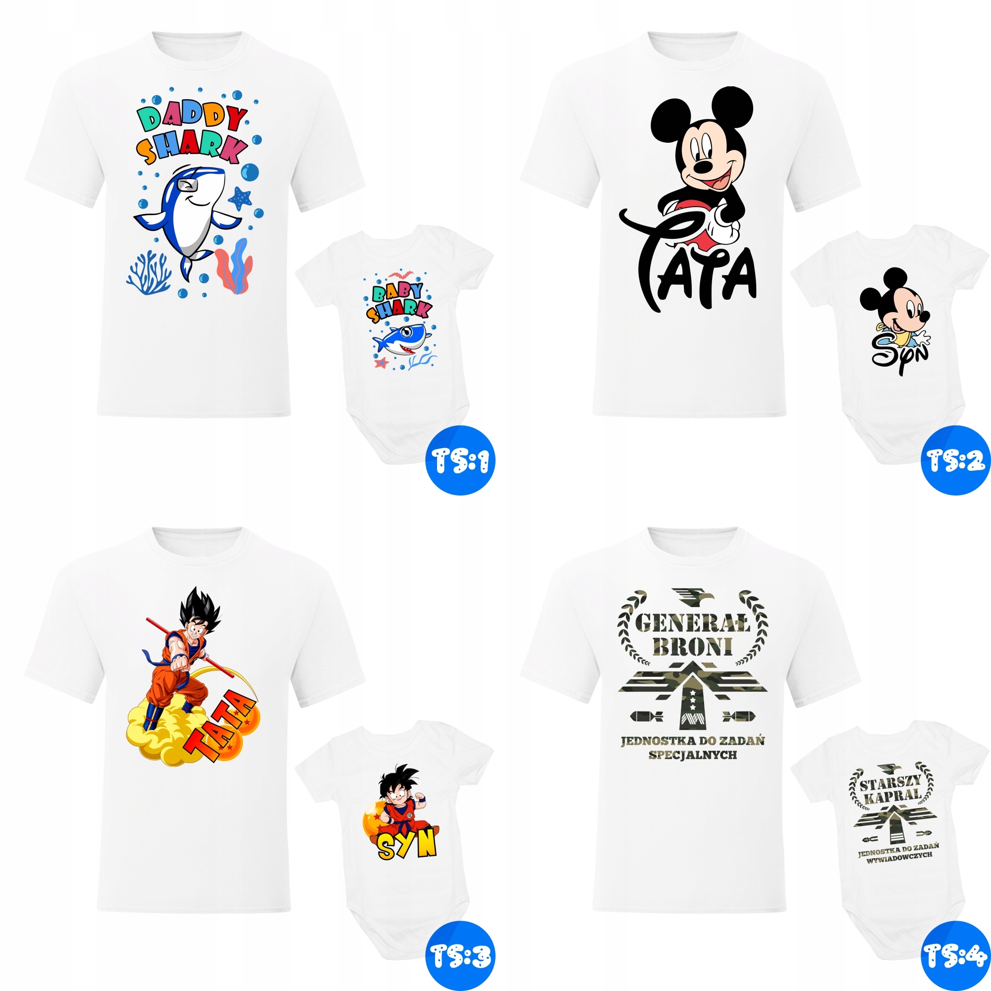 Komplet BODY DZIECIĘCE + KOSZULKA DLA TATY Prezent Wzór dominujący inny wzór