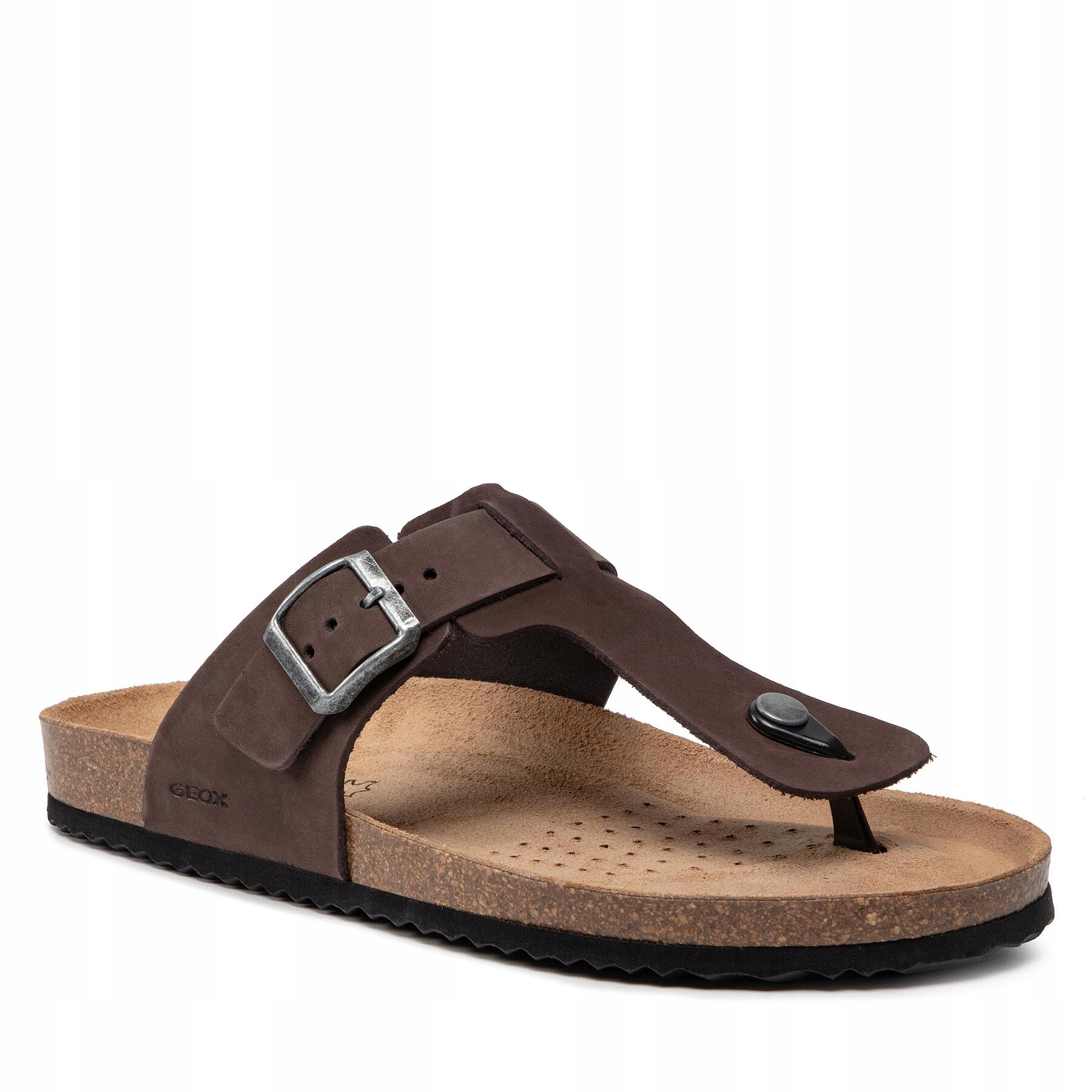 Geox Tmavě hnědé pánské pantofle Geox Sandal Ghita
