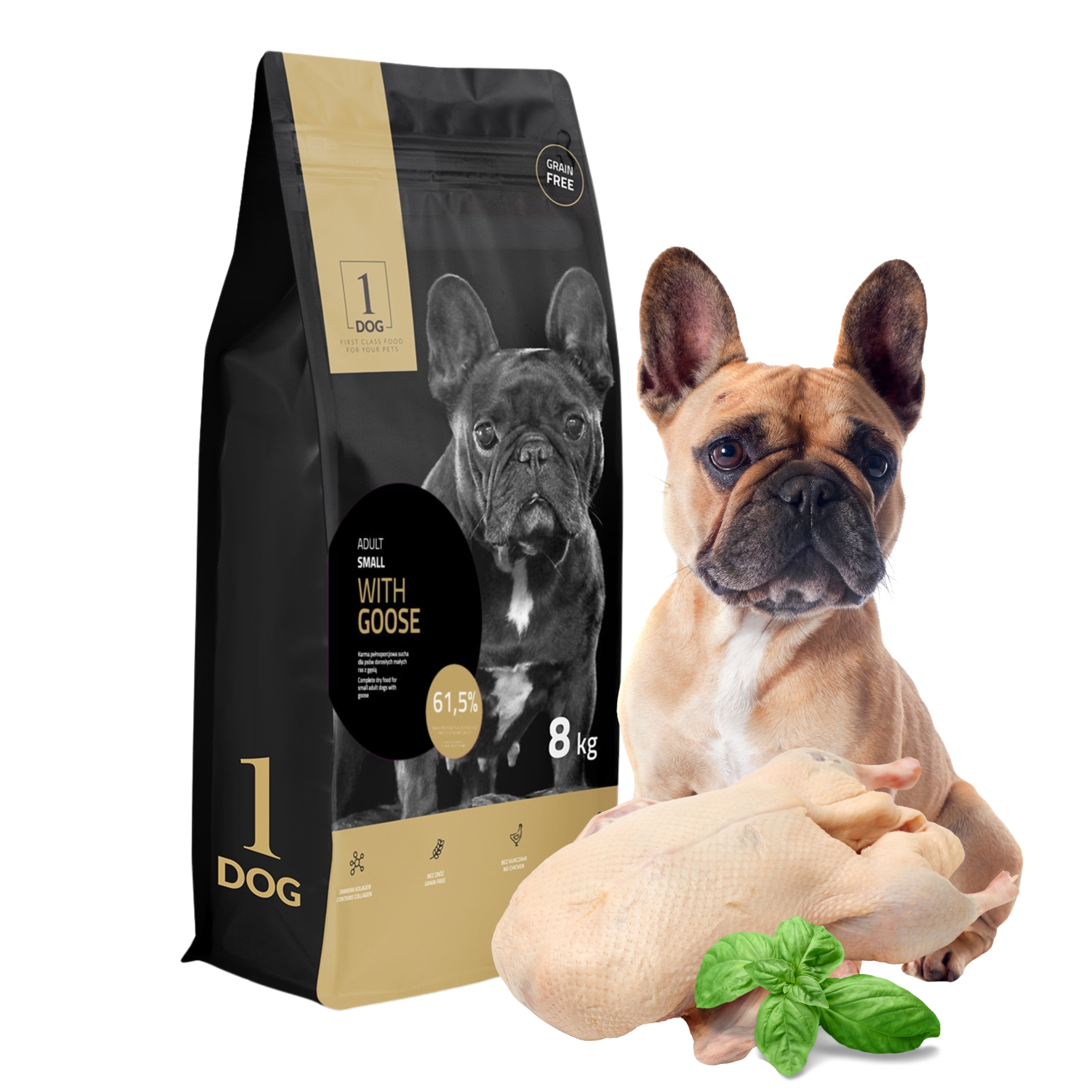 Sucha karma dla psa z gęsiny dla małych ras 8kg 1DOG monobiałkowa