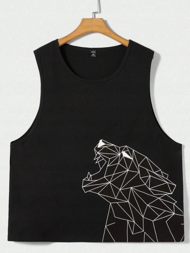 SHEIN KOSZULKA BEZ RĘKAWÓW CZARNA NADRUK 3XL ŁHA