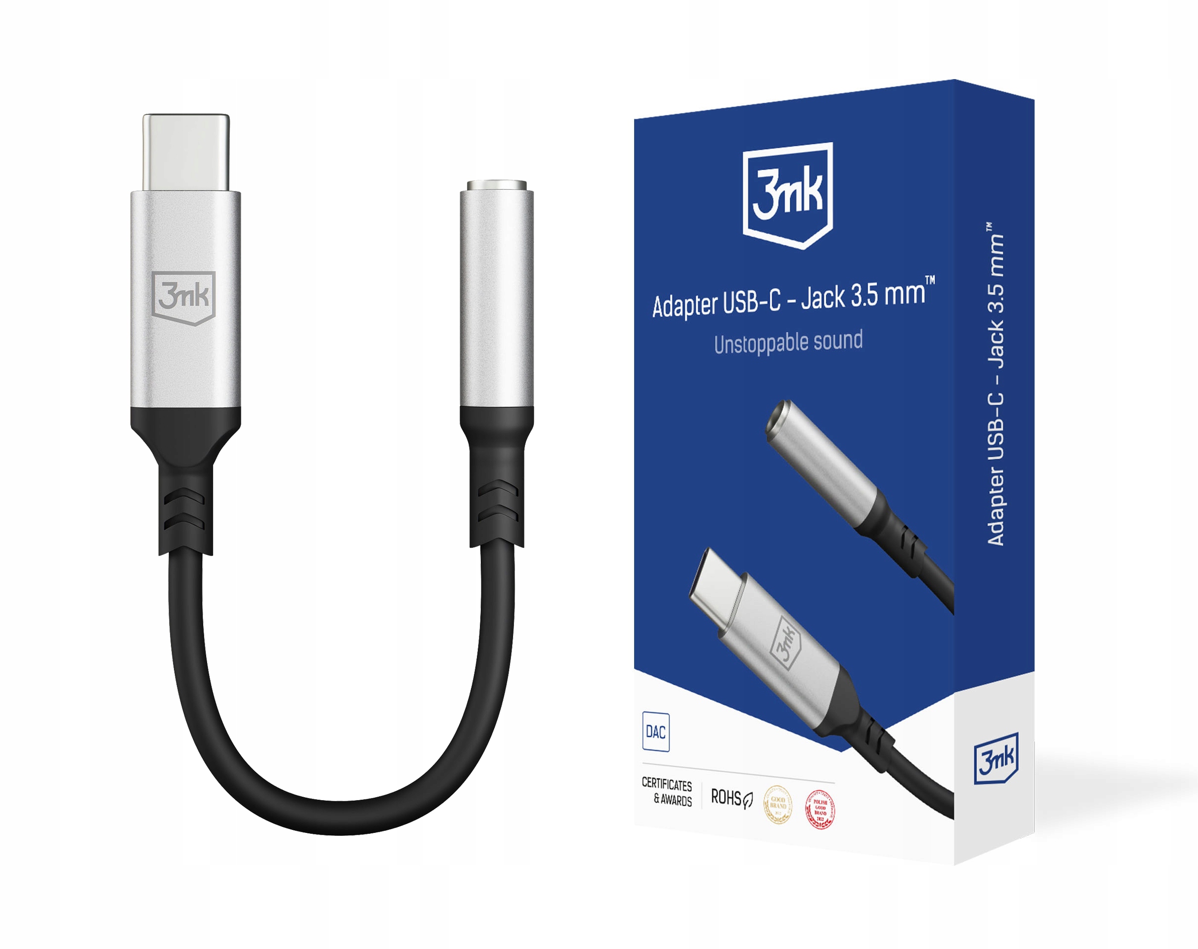 3MK Adaptér Usb-c Jack 3,5 mm černý typ samice