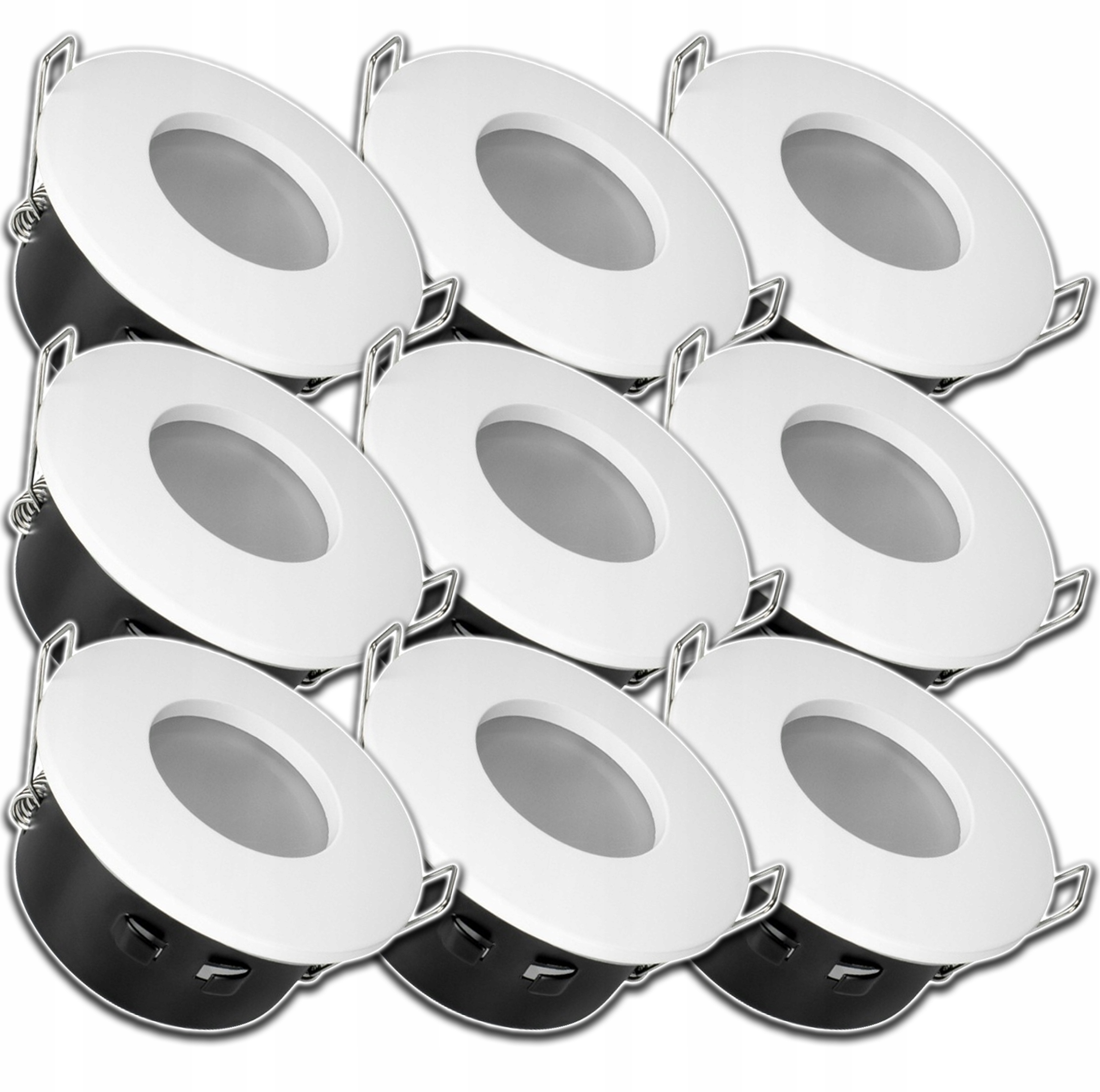 9x Zapuštěné Kulaté Stropní Svítidlo Vodotěsné Podomítkové IP65 Halogenové