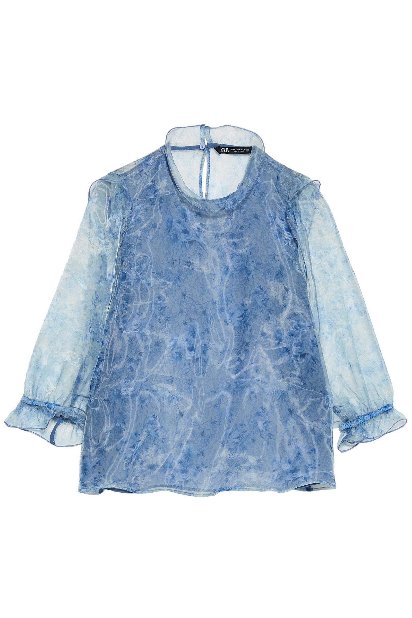 D1T065 ZARA NIEBIESKA BLUZKA ORGANZA Y06__S Rozmiar S