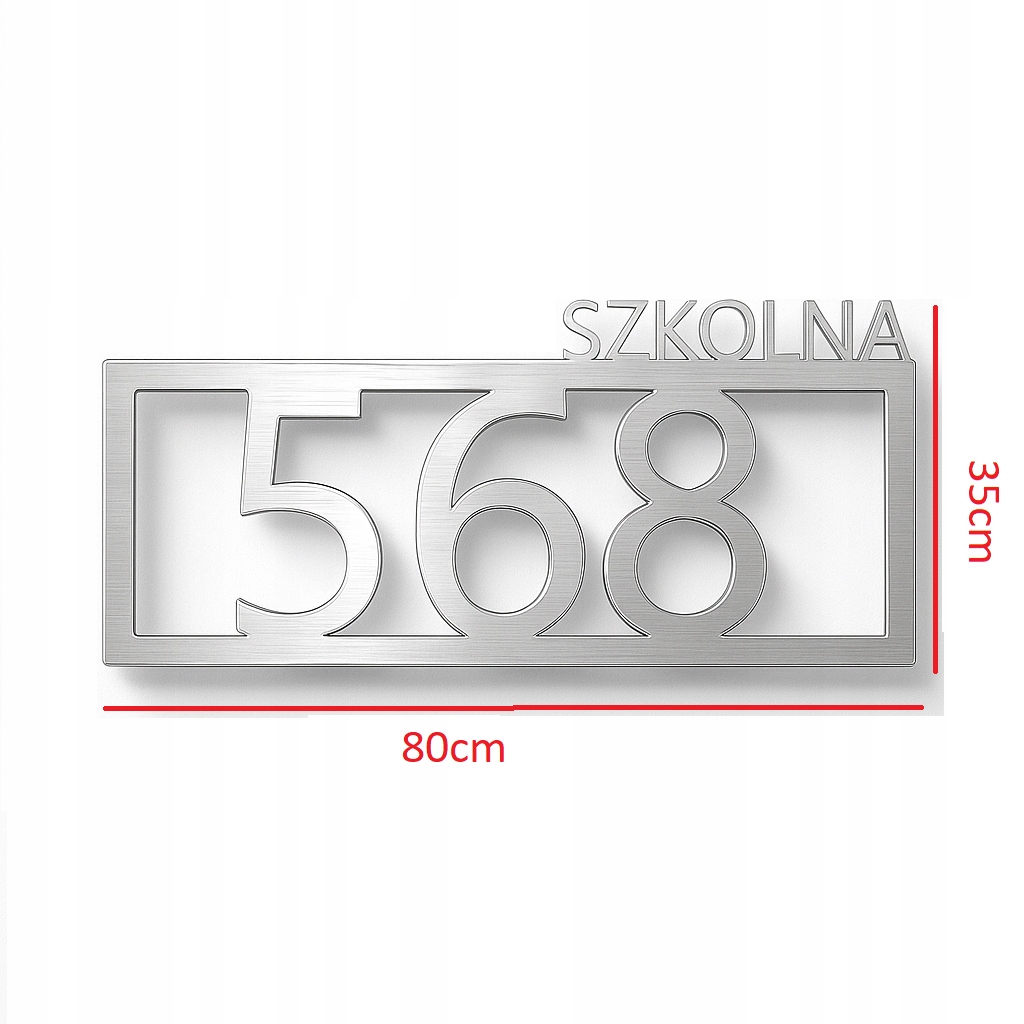 Tabuľka Adresná tabuľa nerezová oceľ 80x35 cm číslo domu ulica Cnc