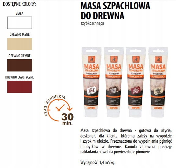 Masa szybkoschnąca do drewna Dragon 150g JASNA Rodzaj produktu szpachla