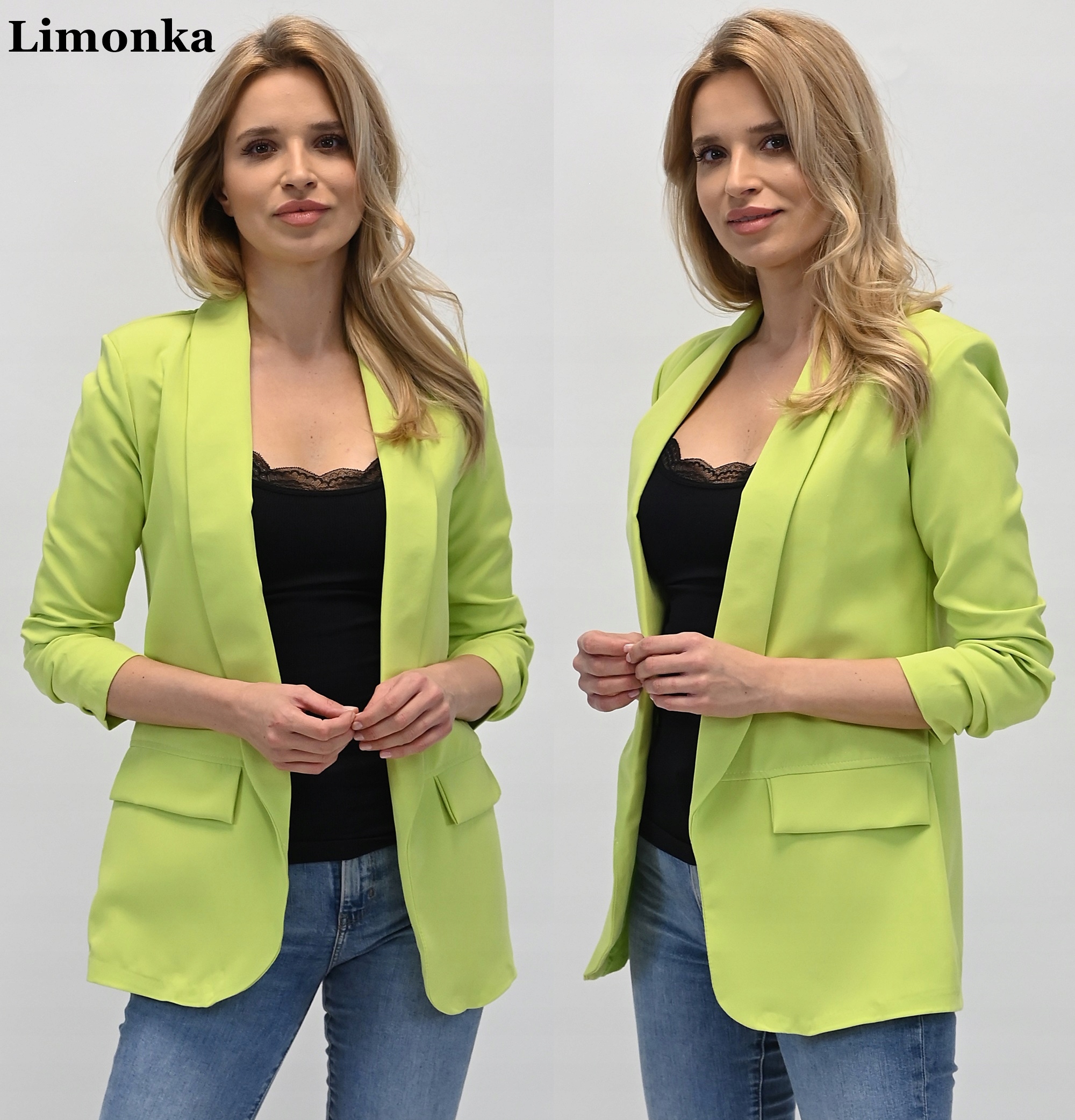 Elegancka MARYNARKA ŻAKIET klapy KOLORY Z1 L/40 Kolor wielokolorowy