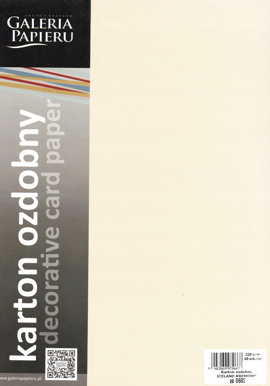 

Papier ozdobny A4 Iceland kremowy 220g 20 ark