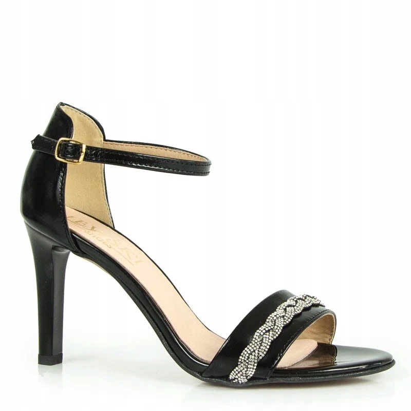 LaRoni 3328/2 Sandály Podpatky Kůže Lico Černé 36