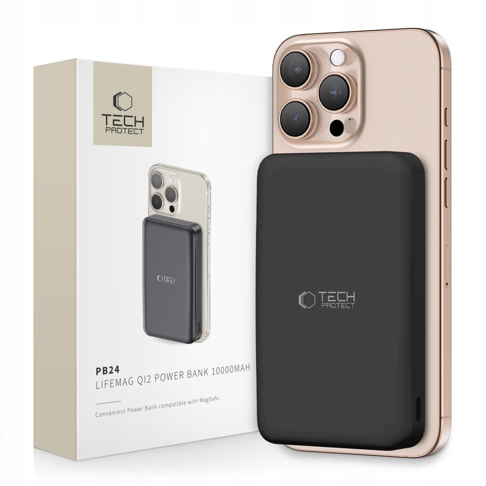 Bezdrátová powerbanka 10000 mAh Usb-a Usb-c 15W černá