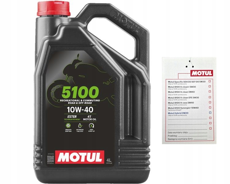 Olej motocyklowy Motul 5100 4T 10W40 4L 104068 Api Sp, Jaso MA2 Zawi