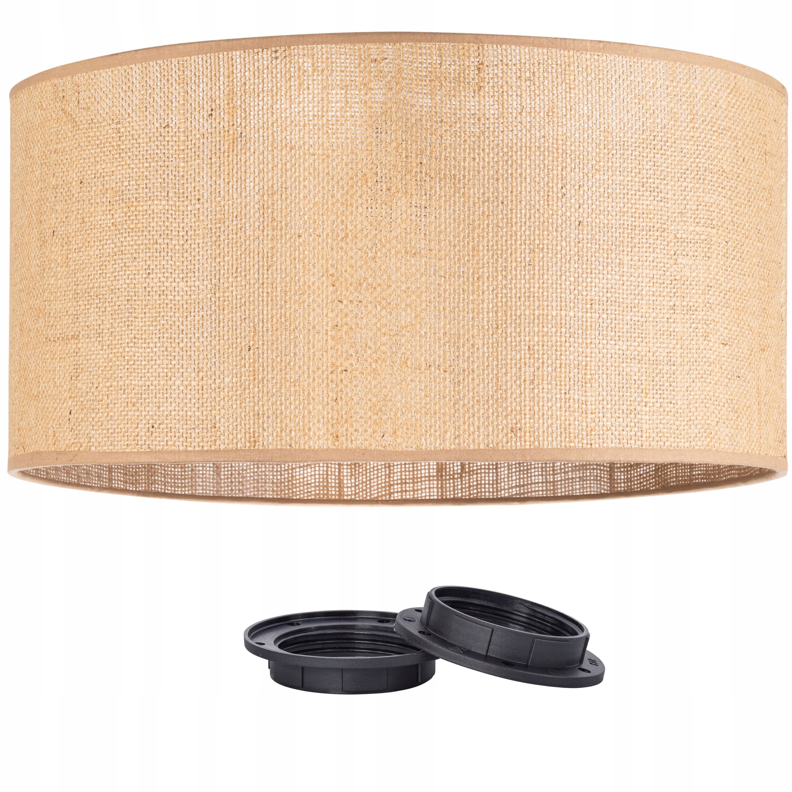 Abażur Boho Rustykalny okrągły walec tuba 40cm Juta beżowy nakrętka E27
