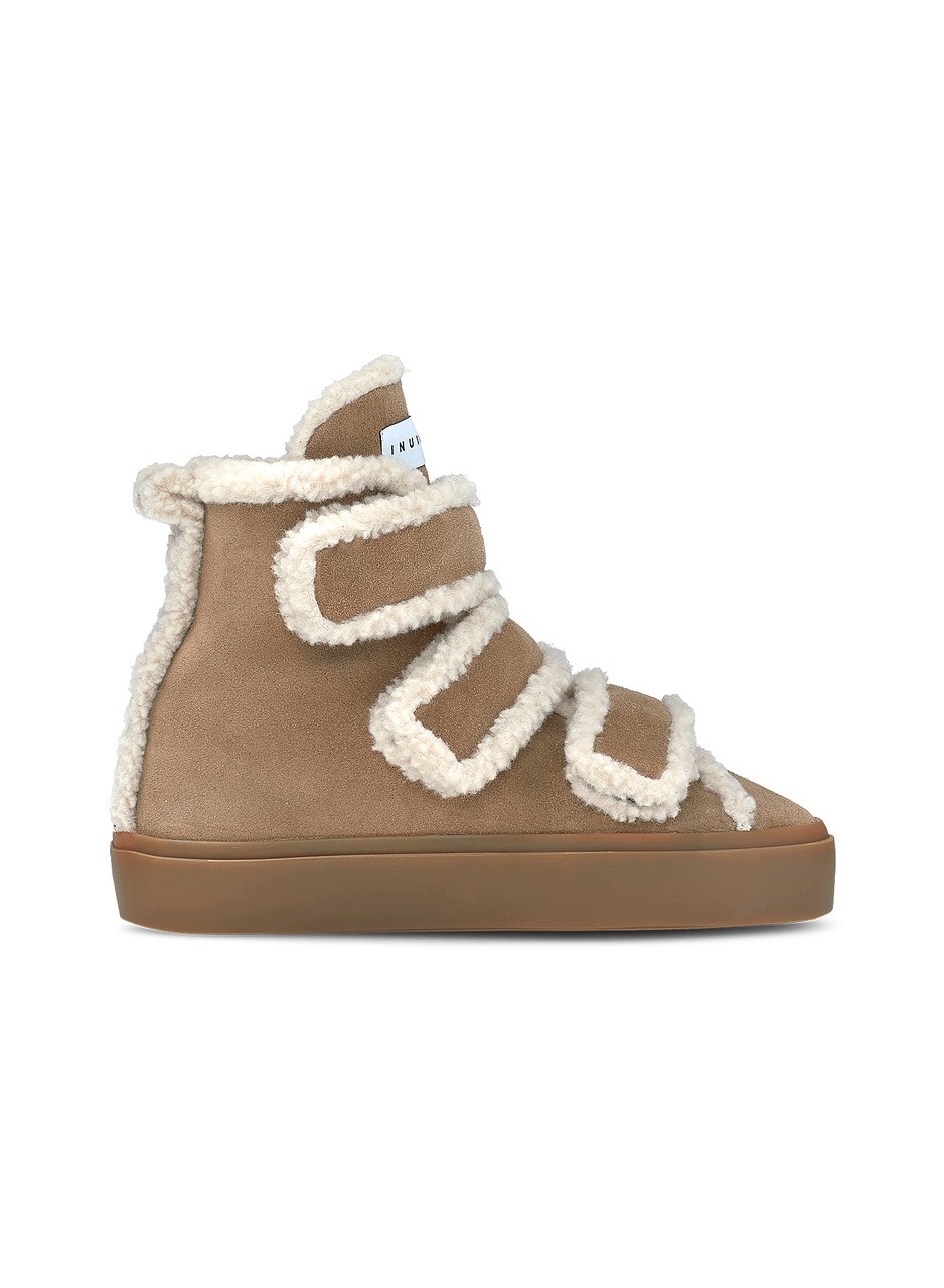 Inuikii Dámské boty Shearling Velcro Wedge Light Beige 40