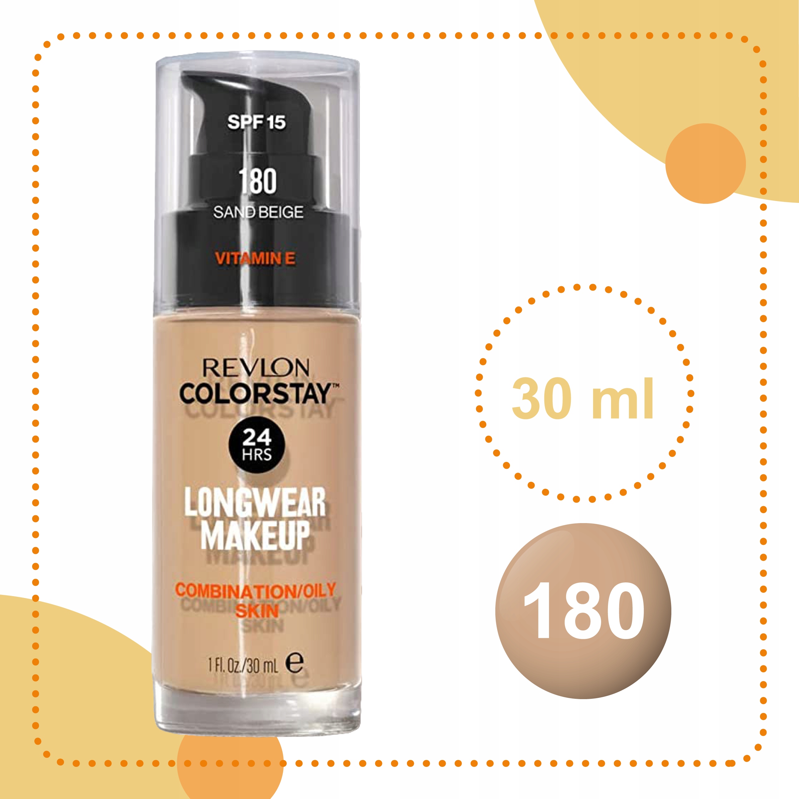 Revlon Podkład di twarzy Colorstay Comb/Oil 180 Sand Beige do skóry tłustej Właściwości matujące nawilżające wygładzające wyrównanie kolorytu
