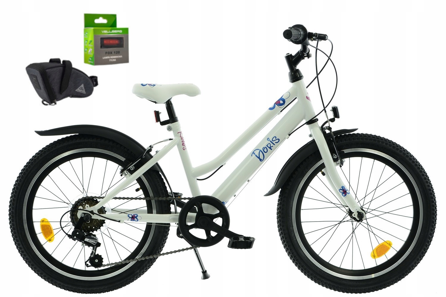 Rower 20 Kands Doris Tourney 6 Biegów 12" Biało Niebieski Połysk Gra