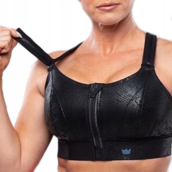 Biustonosz Sportowy Shefit Czarny Z Niebieskim Wężowy Regulowany 5XL Gym