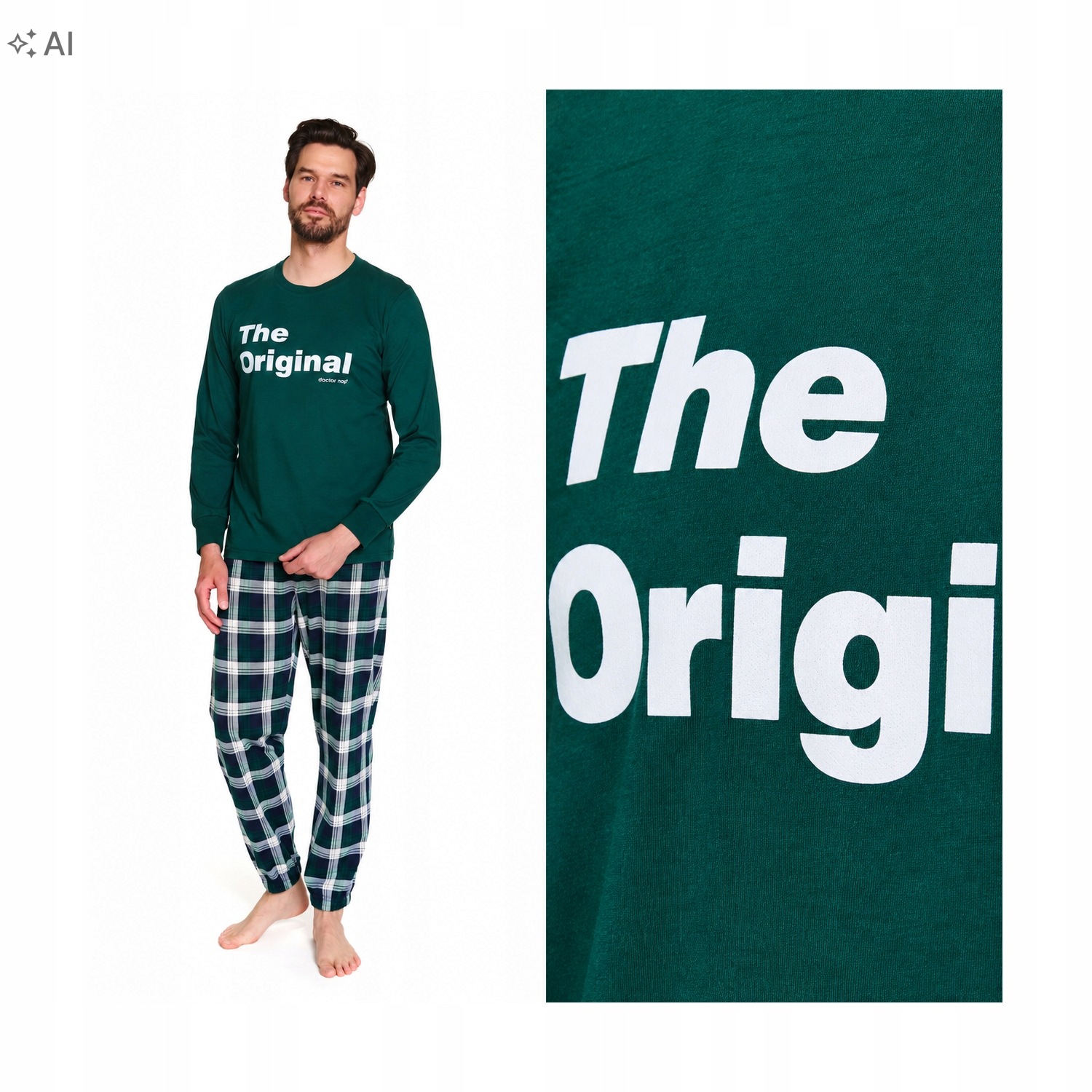 Pánské pyžamo Doctornap Pmb 7341 emerald plus bavlněný dlouhý rukáv 2XL