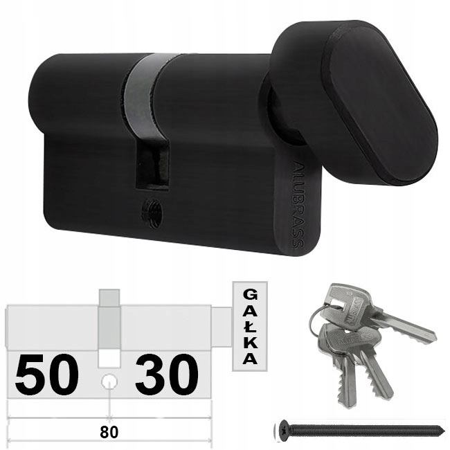 WKŁADKA CZARNA GAŁKA 30/50 ALUBRASS