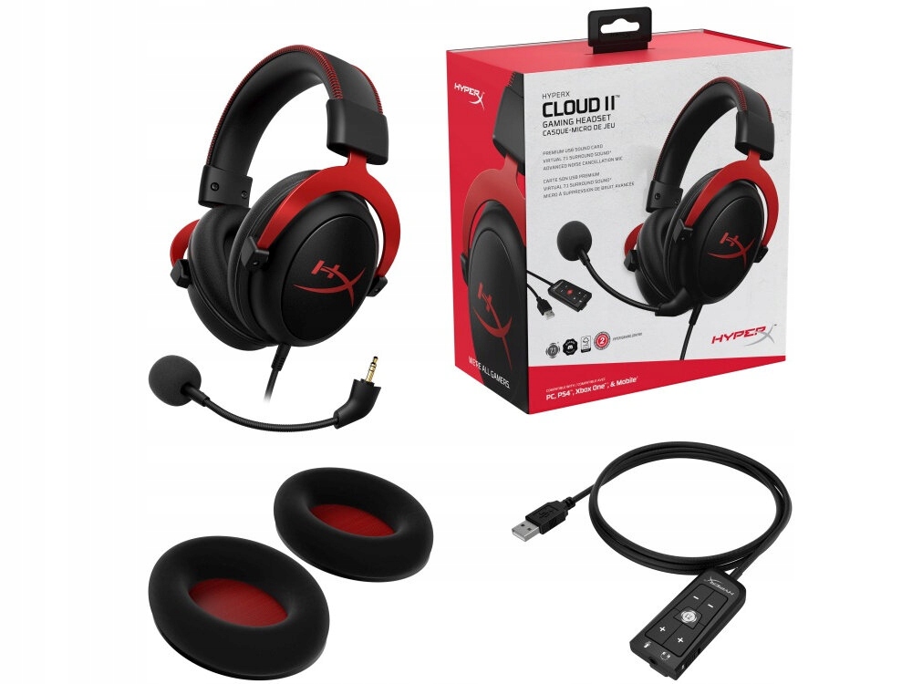 Słuchawki HyperX Cloud II Headset Gamingowe Jack + USB Virtual Surround 7.1