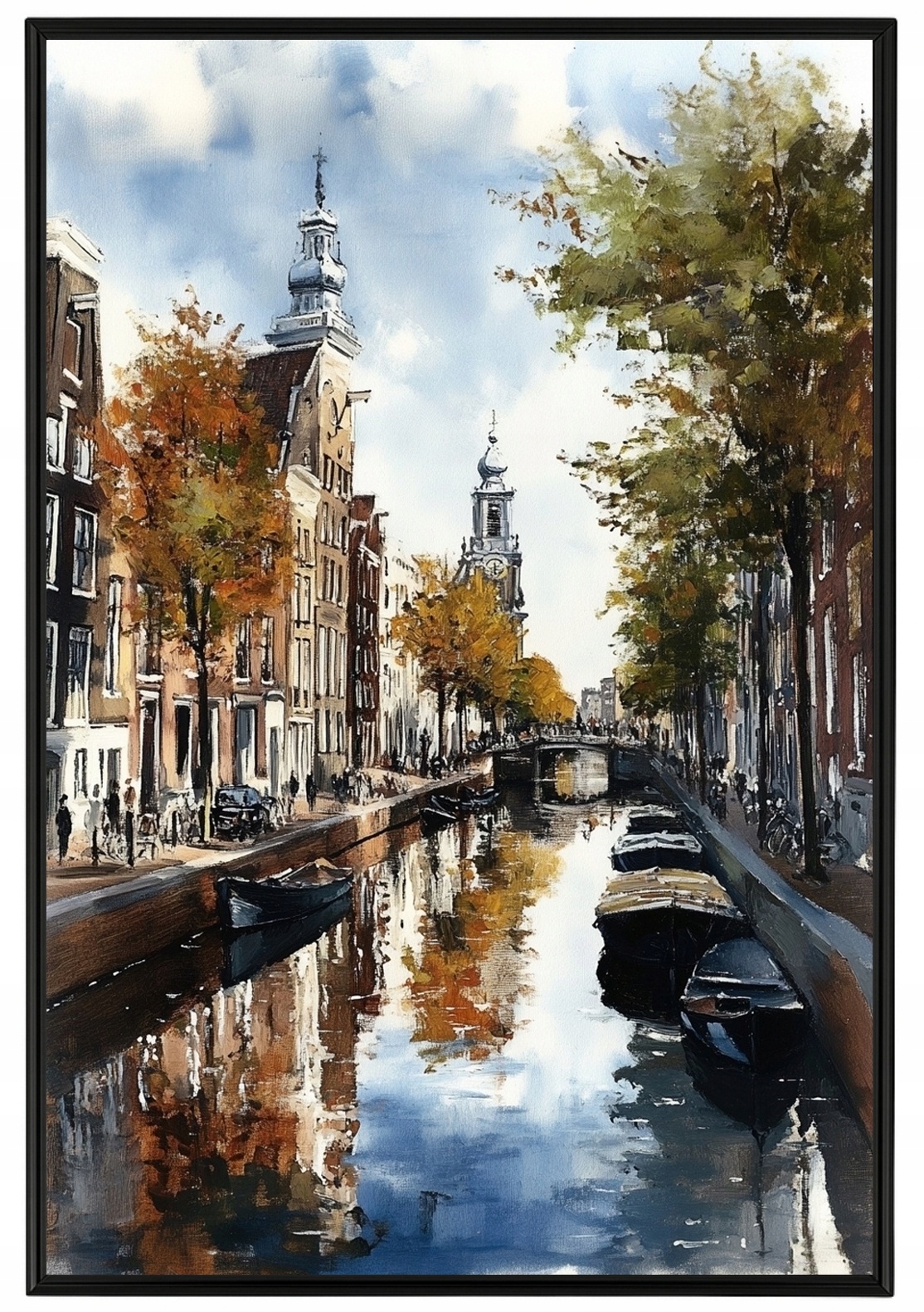 Plakát Rámeček Aluminium Krajina Město Nizozemsko Amsterdam Kanál Lodě 40x60