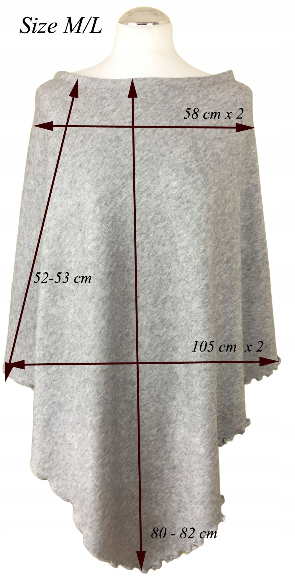 Trendy4lady ponczo 558 do połowy uda rozmiar uniwersalny komplet z kominem Kolor czarny