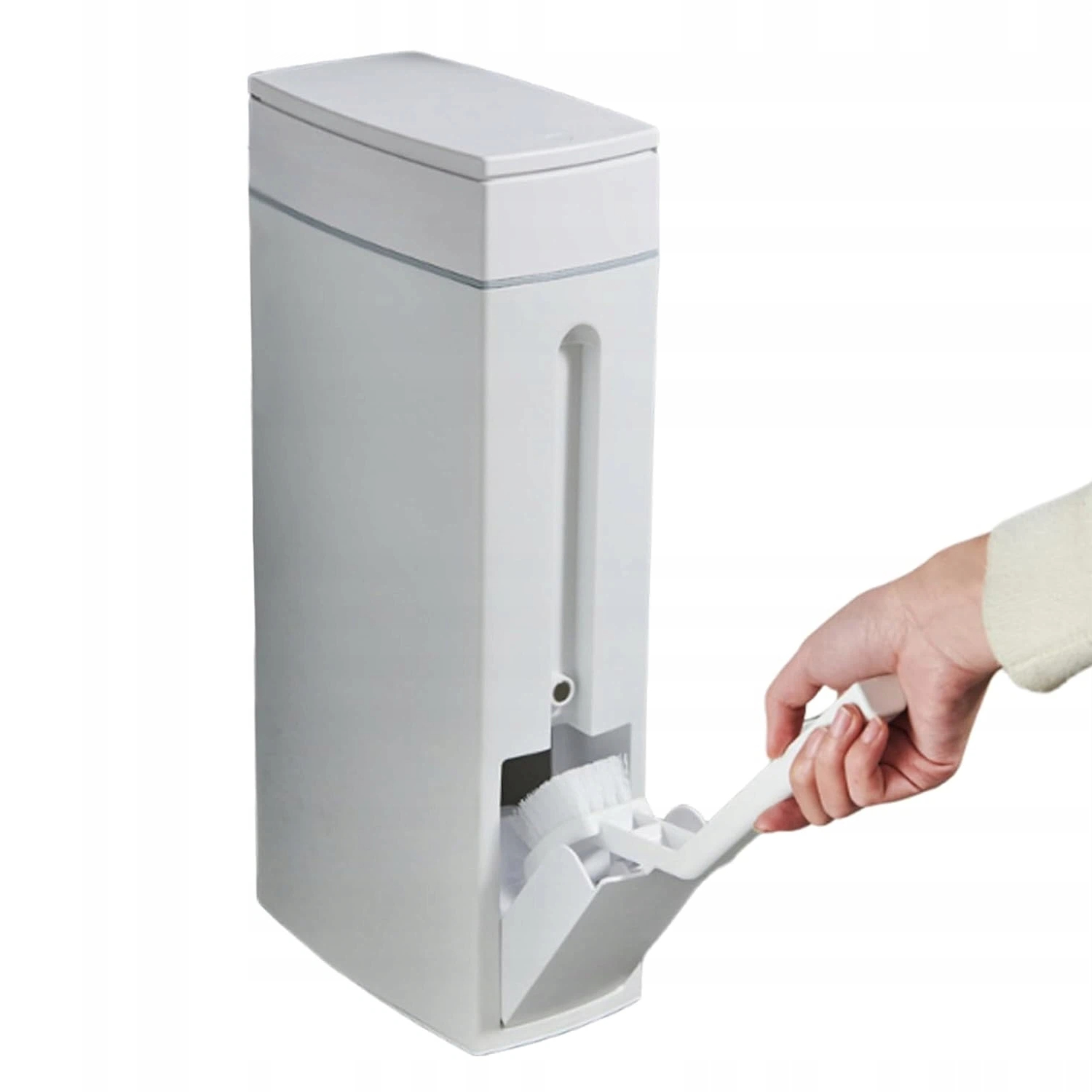 Odpadkový Koš 4.5 L S Držákem Na Kartáč, Vzduchotěsný, Bílý, Do Koupelny