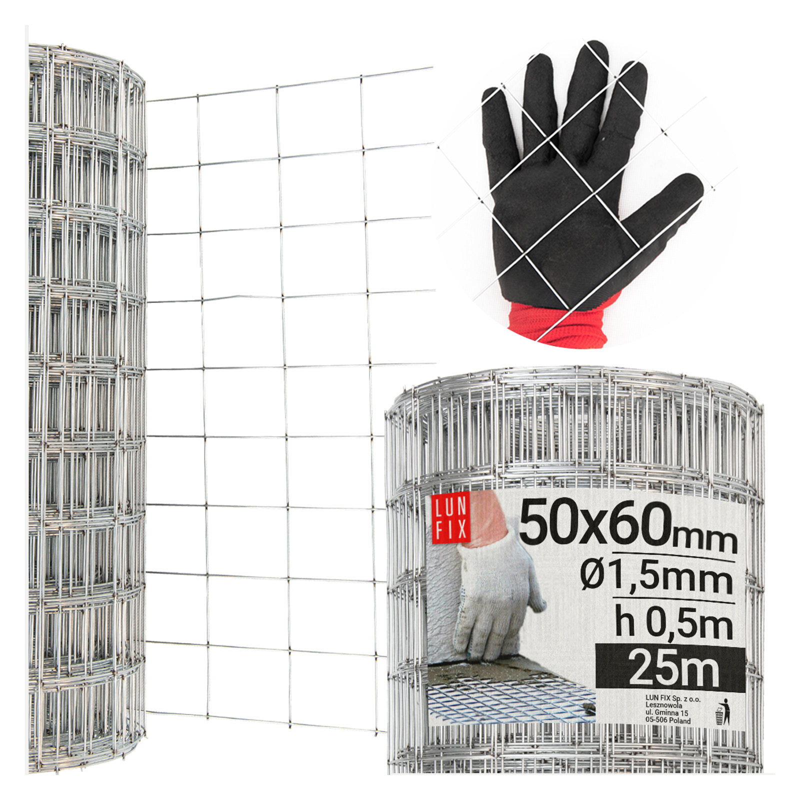 Výztužná síť fi 1,5 mm vyztužení zdiva 50x60 h0,5 m 25 m