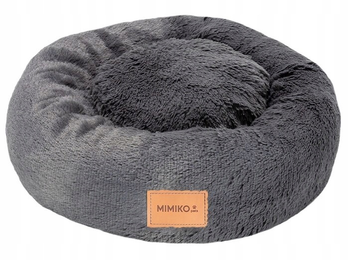 Levně Mimiko Pets Shaggy kulatý Pelíšek M 45cm grafitový