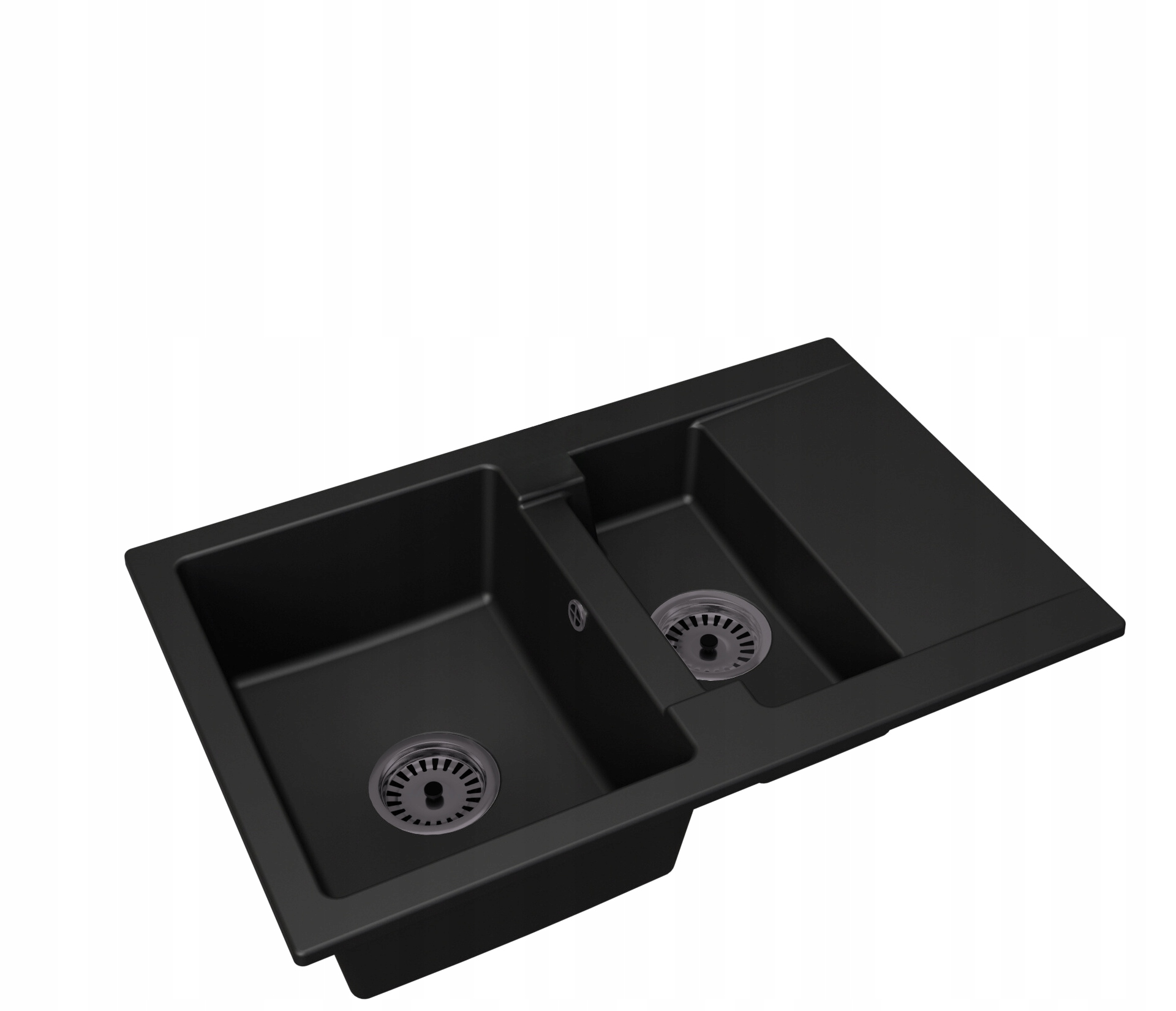 Kuchyňský granitový dřez s jednou a půl komorovým černým sifonem