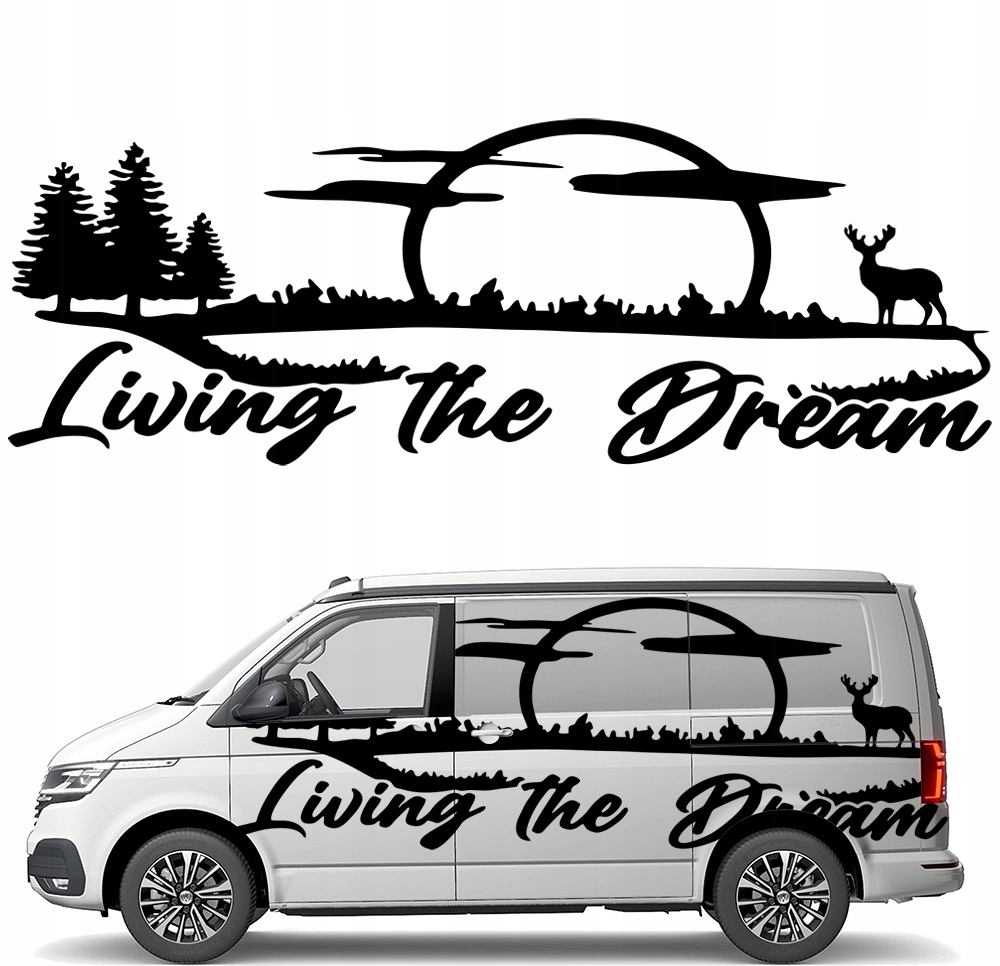 Samolepka Grafika na karavan s přívěsem Natura Living The Dream Jelen 43x122