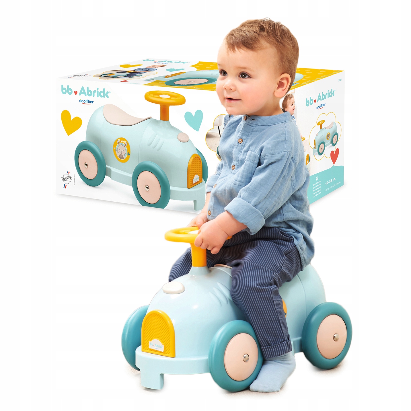 Jeździk Pchacz Dla Dzieci Niebieski Samochód Chodzik Odpychacz Abrick 1+