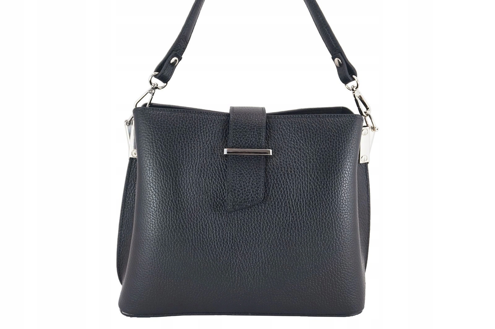 Módní kabelka z přírodní kůže, černá, barberini's