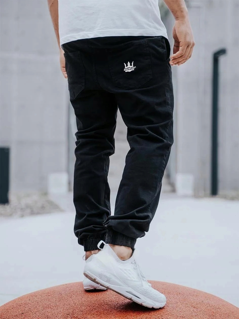 Joggery Kalhoty Jigga Wear Crown Jeans Black vel. L