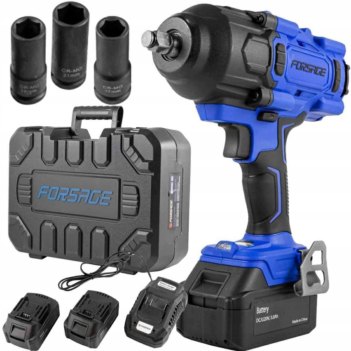 Klucz Udarowy 1/2" Akumulatorowy 20V DO KÓŁ 1356nm NASADKI WALIZKA FORSAGE