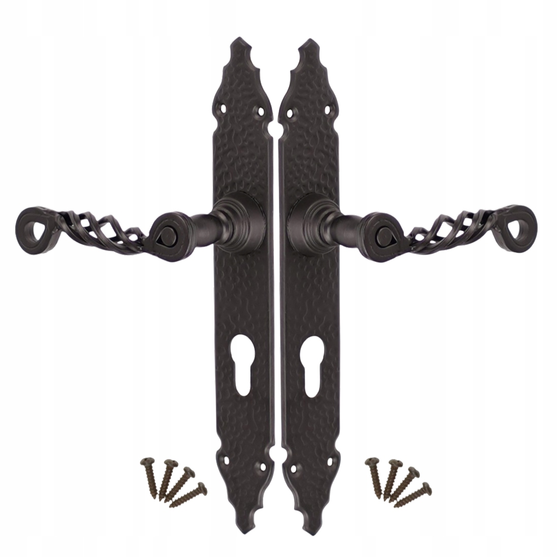 Dveřní Klika Kovaná Pro Bránu 72 MM Vložka Černá Pl