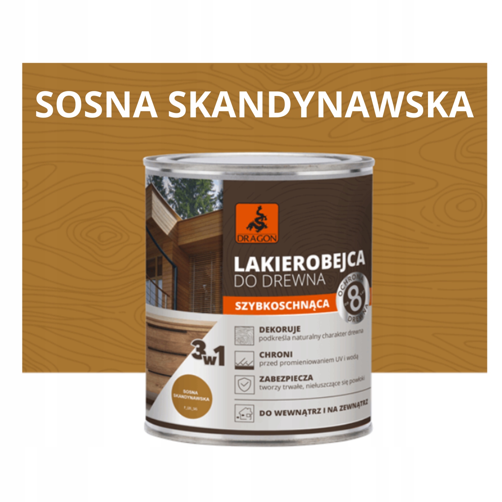 Dragon Lakierobejca Do Drewna Szybkoschnąca Sosna Skandynawska 5 L