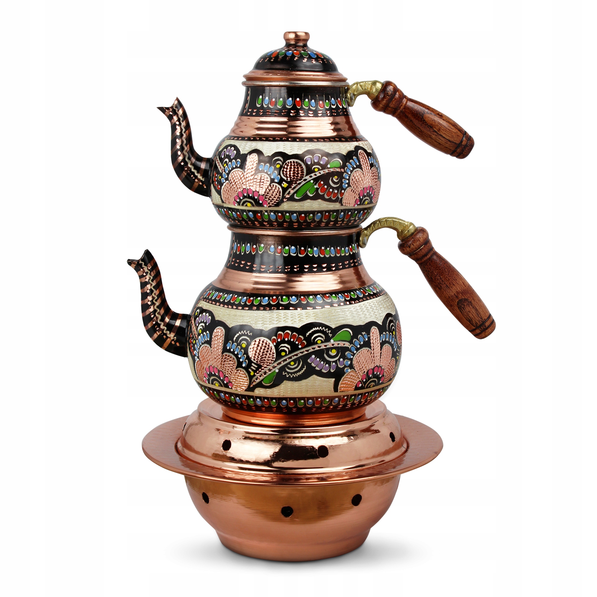 Samowar Turecki Podwójny Czajnik RĘCZNIE ZDOBIONY MIEDZIANY Kod producenta 8699550370033