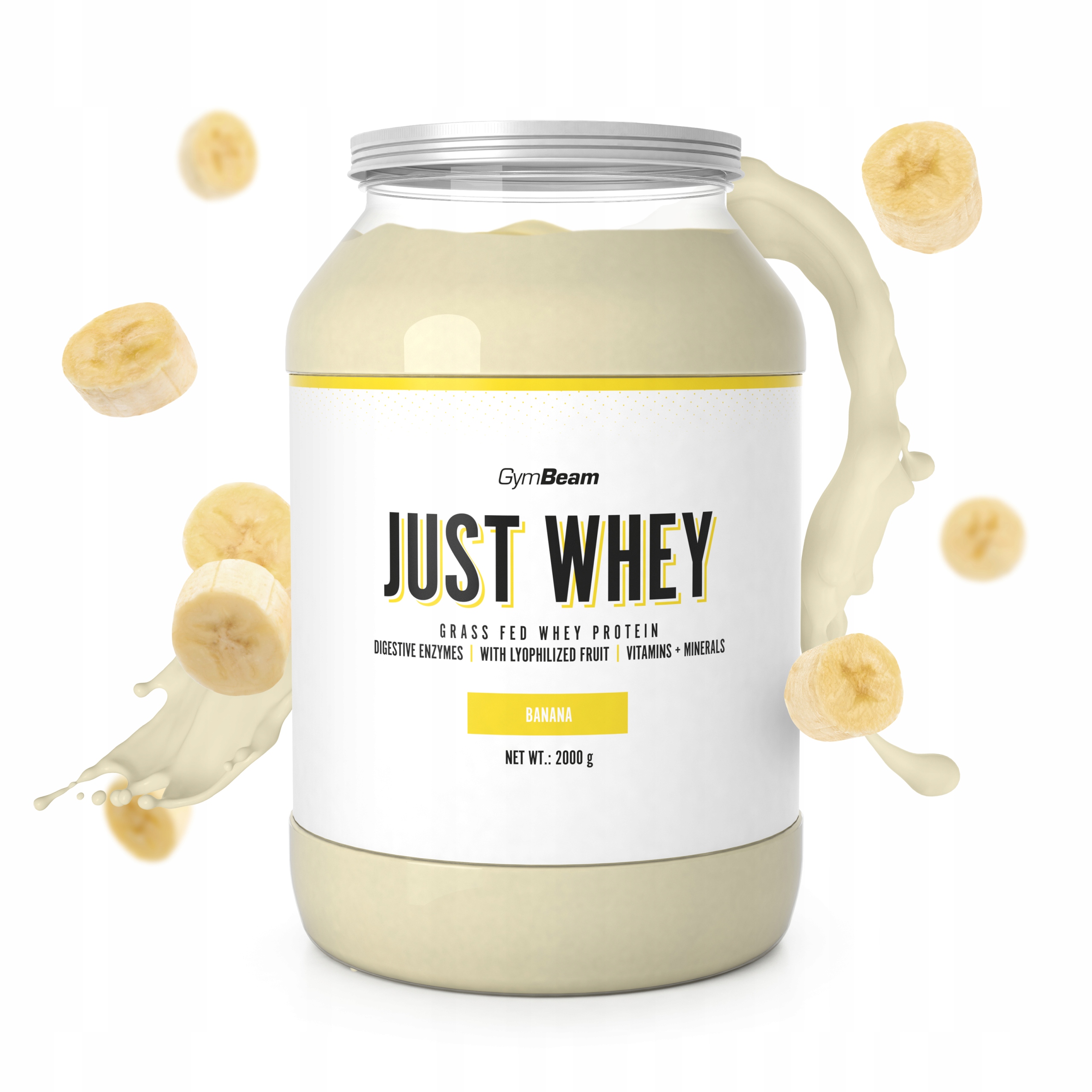 Bílkovina Wpc protein GymBeam Just Whey Grass-Fed Protein 2 kg Banán