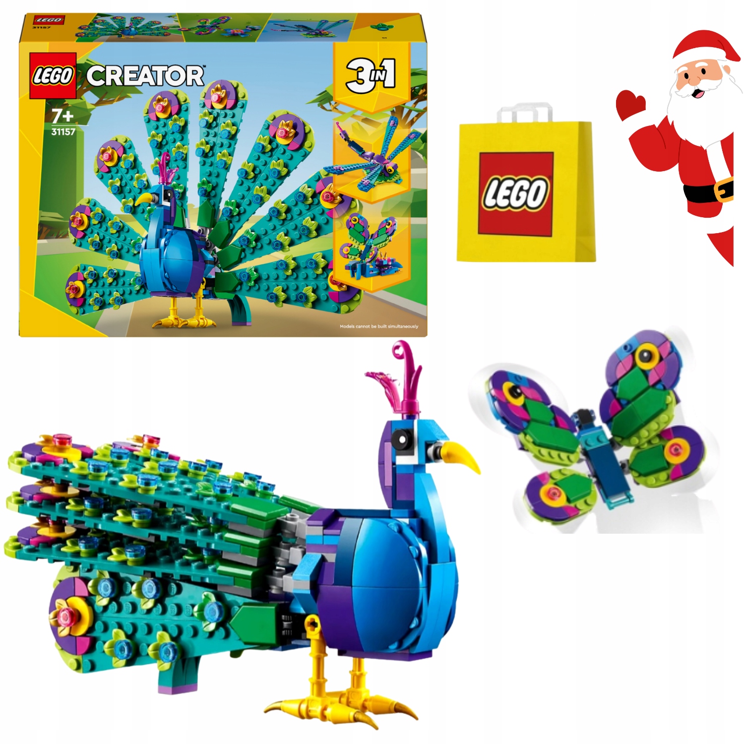 Lego Creator 3 w 1 31157 Egzotyczny Paw Motyl Ważka Torba